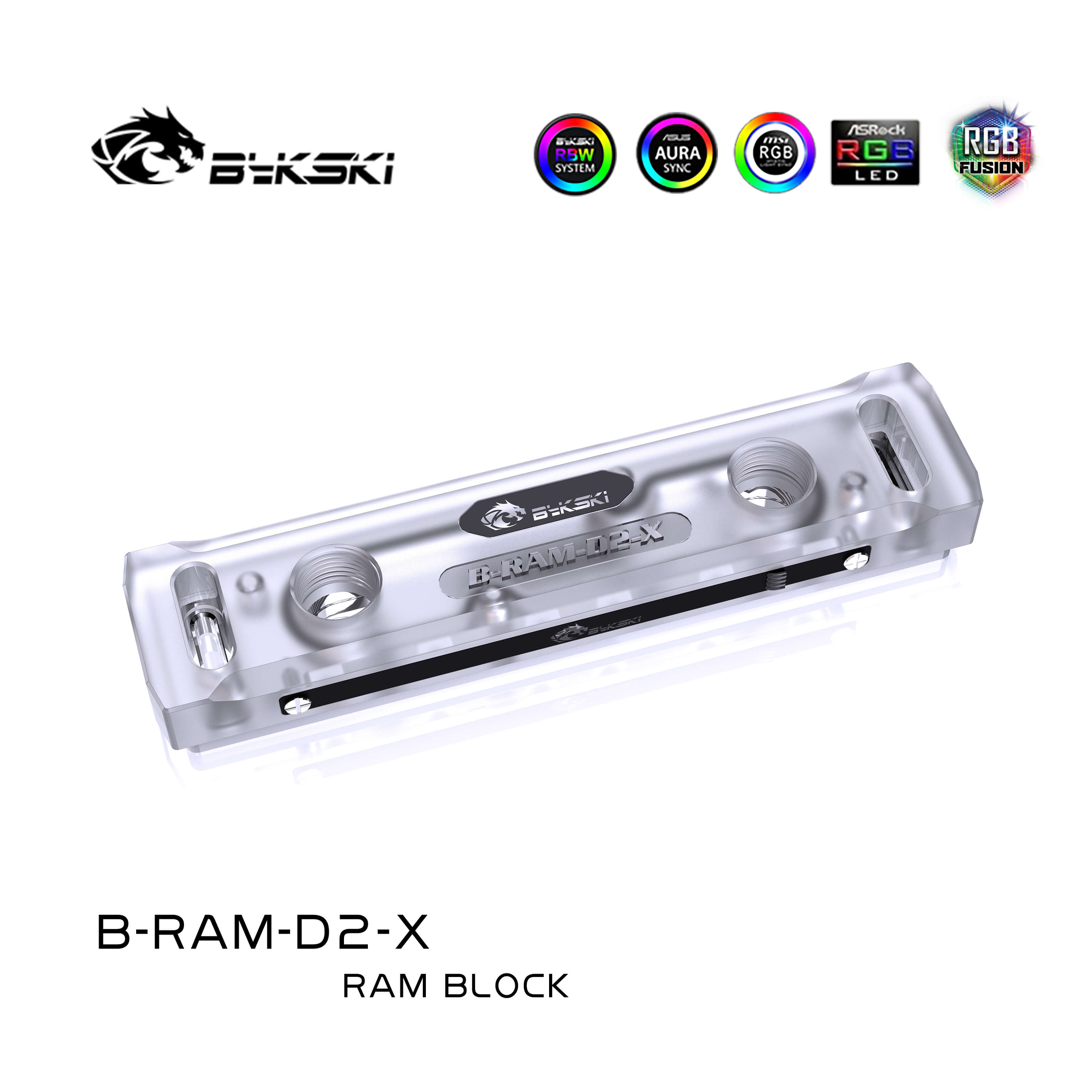 Memory waterblock Dual Channel with 5v Addressable RGB (RBW) (B-RAM-D2-X)